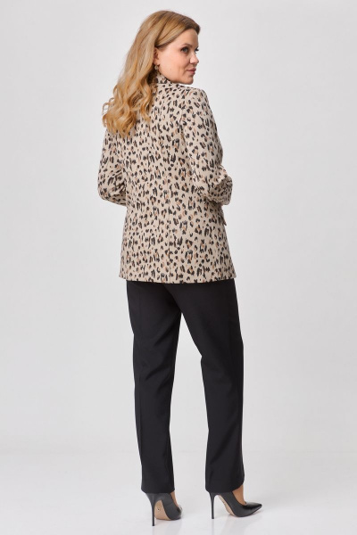 Костюм 2-ка жакет и брюки классический из хлопка БелЭльСтиль 203-2_83_22+596-2_79_22 бежево-черный - фото 5