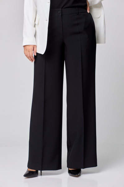 Костюм 2-ка жакет и брюки из хлопка в стиле деловой классики БелЭльСтиль 205-2_80_22+601-2_88_22 молочно-черный - фото 8