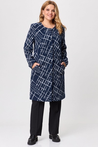 Кардиган удлиненный из хлопка с рельефами и карманами БелЭльСтиль 727-2_91_22 темно-синий дизайн - фото 4