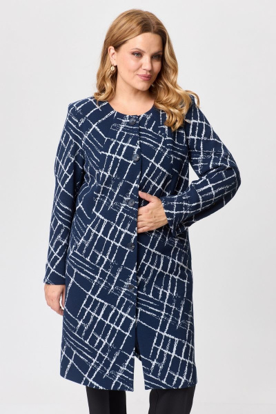 Кардиган удлиненный из хлопка с рельефами и карманами БелЭльСтиль 727-2_91_22 темно-синий дизайн - фото 3