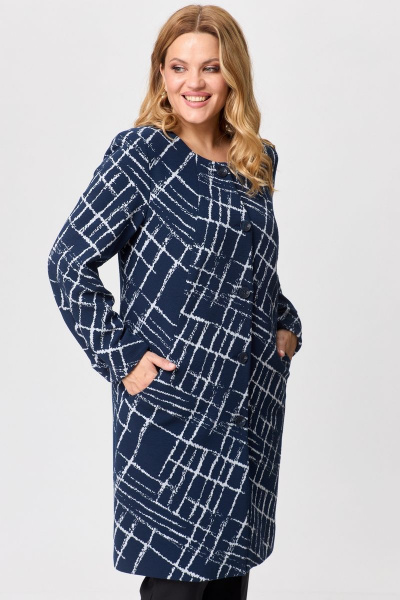 Кардиган удлиненный из хлопка с рельефами и карманами БелЭльСтиль 727-2_91_22 темно-синий дизайн - фото 2