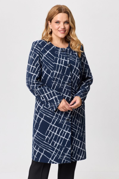 Кардиган удлиненный из хлопка с рельефами и карманами БелЭльСтиль 727-2_91_22 темно-синий дизайн - фото 1