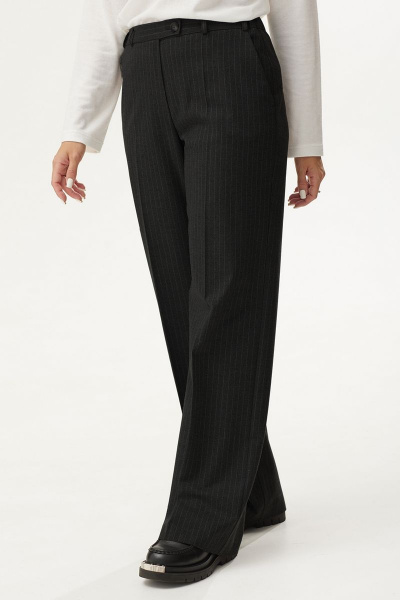 Черные деловые брюки с карманами и вытачками Elady 4304 черный-полоска - фото 1