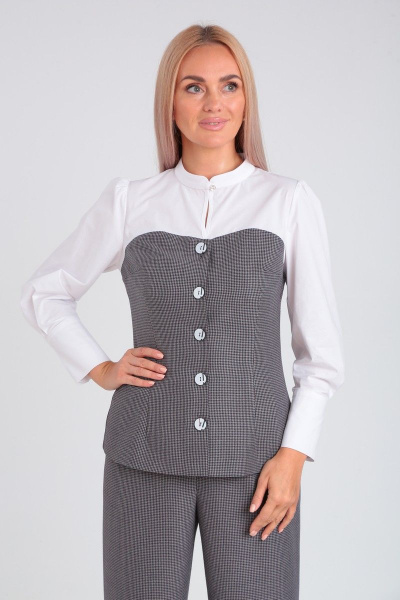 Костюм 2-ка блуза и брюки из ткани для делового образа Takka Plus 23-209 - фото 3