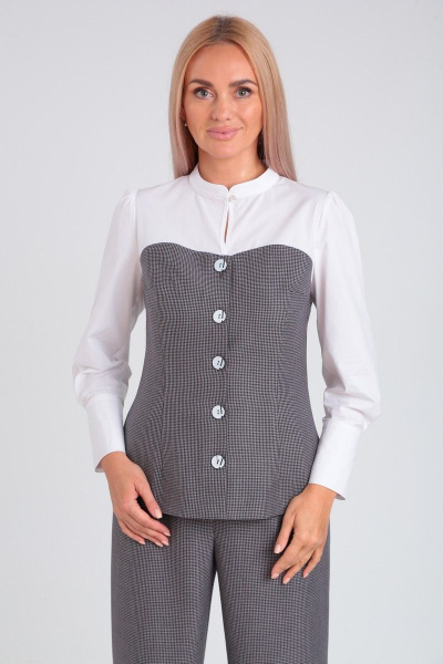 Костюм 2-ка блуза и брюки из ткани для делового образа Takka Plus 23-209 - фото 2