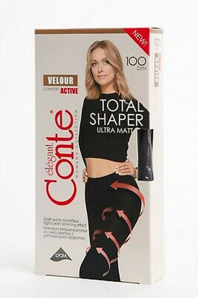 Зимние утягивающие матовые колготки из микрофибры CONTE Velour_ACTIVE_100_Nero - фото 2