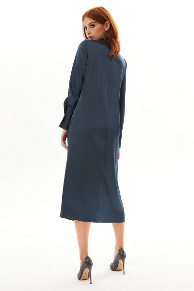 Круглое платье без воротника с длинным рукавом и манжетами Golden Valley 4992 графит - фото 6