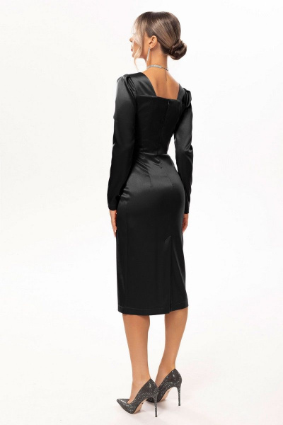 Нарядное платье с фигурным вырезом, шлицей и драпировкой Golden Valley 4999 черный - фото 2