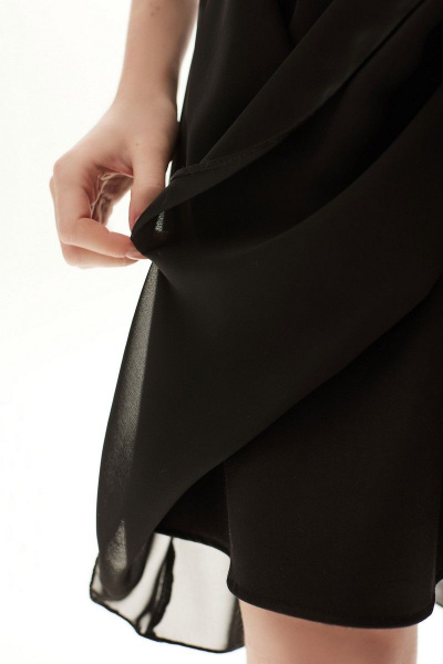 Круглогодичное платье с V-образным вырезом и юбкой из шифона Golden Valley 4959 черный - фото 5