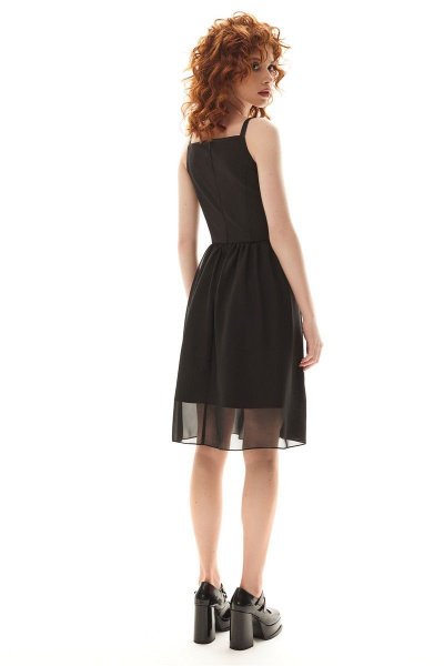 Круглогодичное платье с V-образным вырезом и юбкой из шифона Golden Valley 4959 черный - фото 2