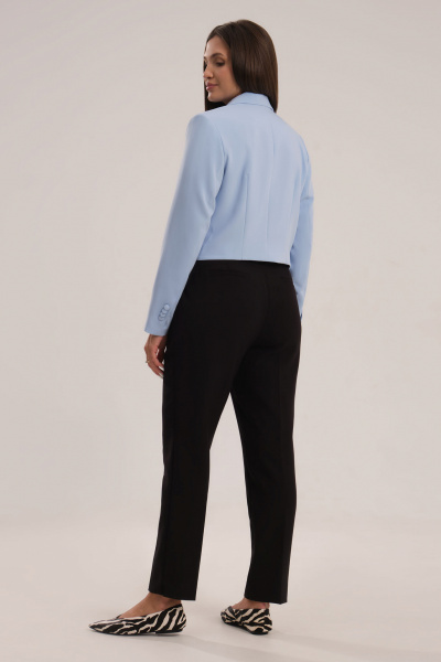 Модный укороченный жакет из текстиля для делового стиля Панда 54430w голубой - фото 2