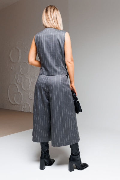 Жилет в стиле Карго и юбка-брюки с наклонной застежкой Ambera Style 2053 серый_полоска - фото 6