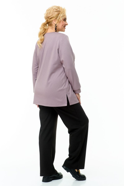 Фиолетовый oversize джемпер с вышивкой и разрезами OVERYOU М120/2 лиловый - фото 6