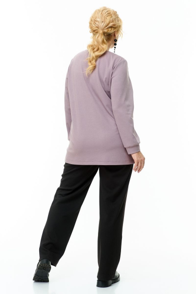 Фиолетовый oversize джемпер с вышивкой и разрезами OVERYOU М120/2 лиловый - фото 5
