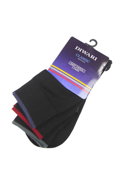 Мужские носки из хлопка классические на каждый день 3 пары CONTE DiWaRi_CLASSIC_(3 пары)_черный - фото 1