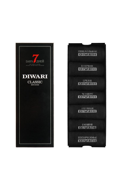 Мужские эластичные носки из хлопка с набором на неделю CONTE DiWaRi_CLASSIC_7 дней_(7 пар)_черный - фото 2