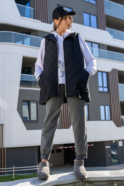 Брюки, жилет, свитшот Luna 113 белый-серый - фото 4