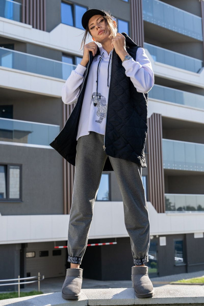 Брюки, жилет, свитшот Luna 113 белый-серый - фото 3