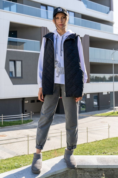 Брюки, жилет, свитшот Luna 113 белый-серый - фото 1