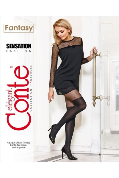 Колготки в горошек, фантазийные, трикотажные, на каждый день CONTE Fantasy_Sensation_Nero - фото 2