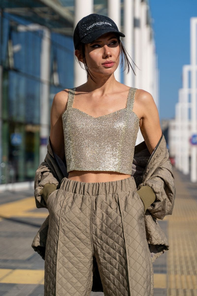 Топ из пайеток на молнии кордовое изделие актуальный стиль Luna 117 золото - фото 1