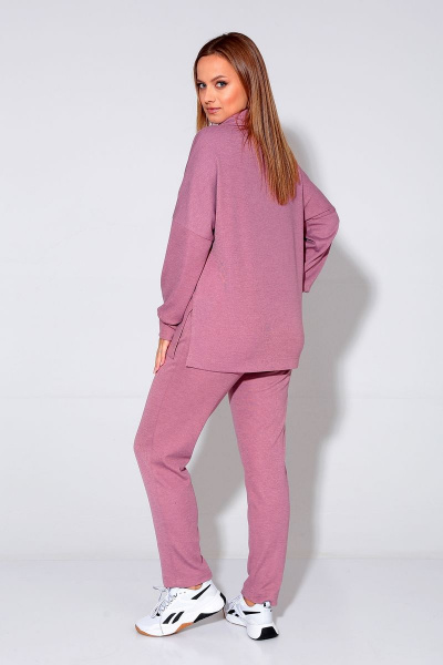 Демисезонный спортивный комплект из трикотажа с брюками и блузой Liona Style 887 розово-лиловый - фото 2