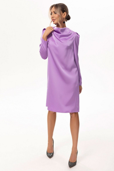 Нарядное платье с фигурной драпировкой и съемным поясом Golden Valley 4944 фиолетовый - фото 4