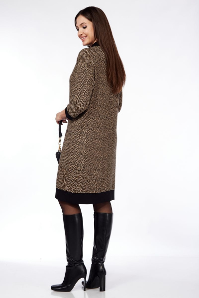 Платье-туника приталенное с карманами из трикотажа Michel chic 2144 бежевый - фото 6