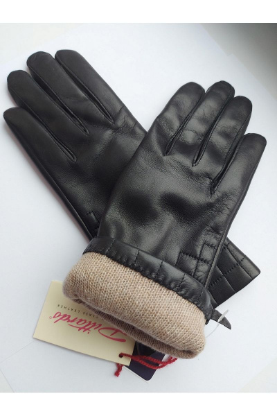 Черные кожаные перчатки с шерстью для зимы ACCENT 924 черный - фото 2