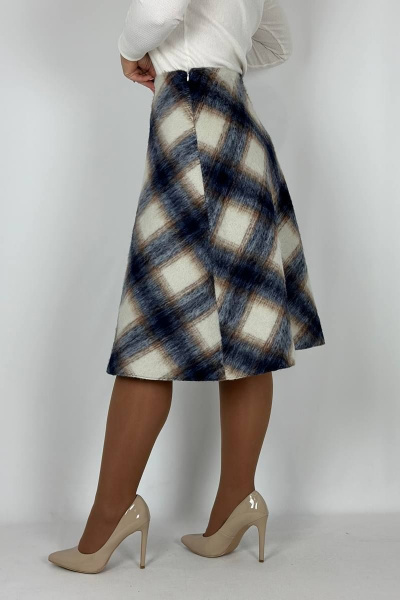 Зимняя мультиколор юбка с текстиля VLADOR 500117-2 синий - фото 2