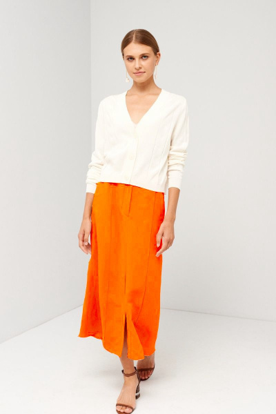 Летняя оранжевая юбка из вискозы в складку BURVIN 9120-21 - фото 1