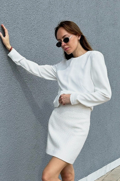 Юбка прямого силуэта из твида с потайной молнией и поясом HELEN BIRCH U001d - фото 1