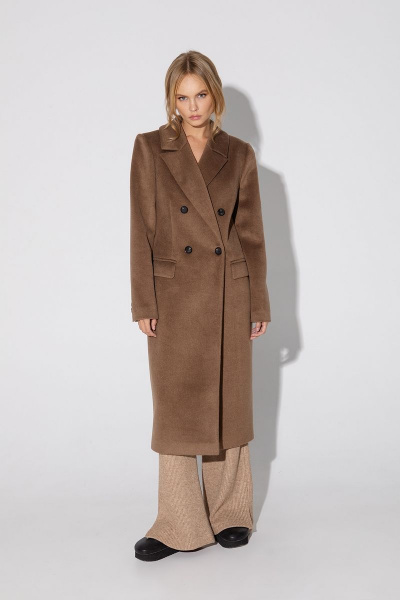 Бежевое двубортное пальто со шлицей и карманами PiRS 5059 бежевый - фото 2