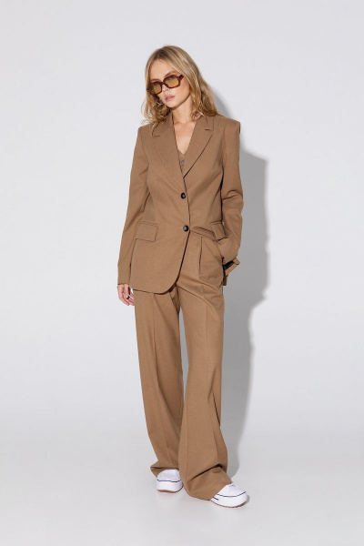 Брюки и жакет костюм палаццо с стрелками текстильный деловой стиль PiRS 5077 - фото 1