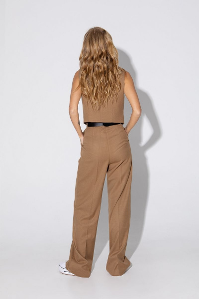 Платье бежевое платье-тройка свободное с поясом и шлицами PiRS 5078 - фото 7
