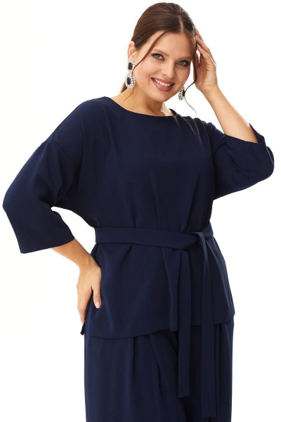 Брюки укороченные с разрезами и вставками, Туника свободного силуэта LaKona 11551 синий - фото 8