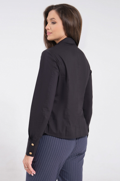 Блузка приталенная из хлопка с оригинальным воротником Панда 117740w черный - фото 2