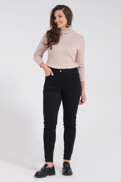 Демисезонные брюки из хлопка с высокой посадкой Панда 142860w черный - фото 1