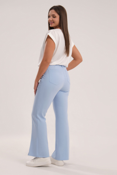 Демисезонные брюки из текстиля с высокой посадкой Панда 143860w голубой - фото 2
