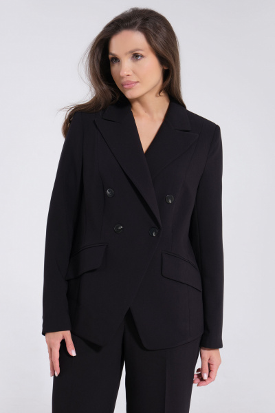 Чёрный жакет прямого кроя из текстильной ткани Панда 152030w черный - фото 1