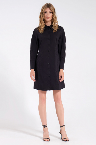 Демисезонное платье из хлопка с длиной до колена Панда 157180w черный - фото 1