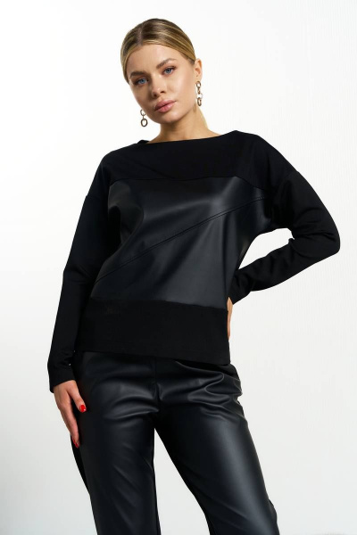 Костюм из трикотажа и эко-кожи с брюками-спортом MAX 5-019 - фото 2