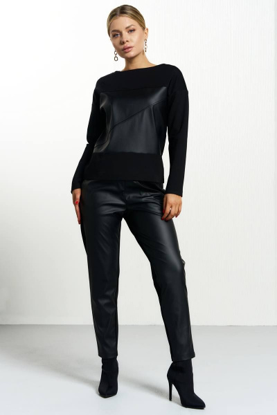 Костюм из трикотажа и эко-кожи с брюками-спортом MAX 5-019 - фото 5