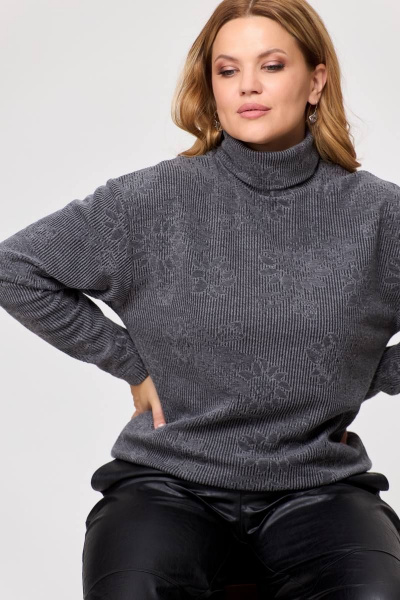 Джемпер из трикотажа с воротником-стойка и рукавом 7/8 Bliss 8071 серый - фото 4