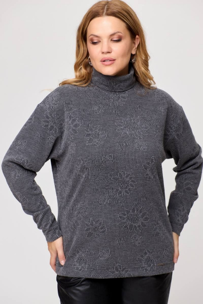 Джемпер из трикотажа с воротником-стойка и рукавом 7/8 Bliss 8071 серый - фото 2