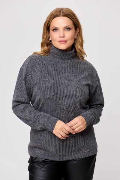 Джемпер из трикотажа с воротником-стойка и рукавом 7/8 Bliss 8071 серый - фото 1