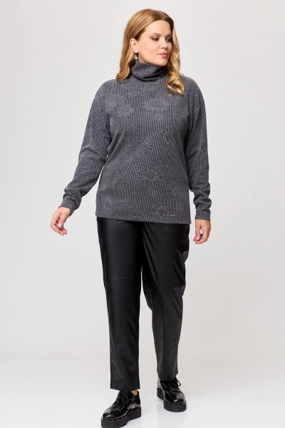 Джемпер из трикотажа с воротником-стойка и рукавом 7/8 Bliss 8071 серый - фото 3