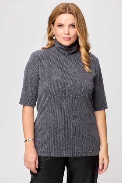 Джемпер из трикотажа с воротником-стойка для делового образа Bliss 8075 серый - фото 1