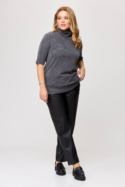 Джемпер из трикотажа с воротником-стойка для делового образа Bliss 8075 серый - фото 5
