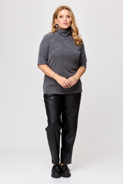 Джемпер из трикотажа с воротником-стойка для делового образа Bliss 8075 серый - фото 4